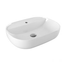 Lavabo Elegance appoggio cm. 60x45 monoforo quadrato bianco