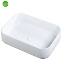 Goccia - Lavabo da appoggio in ceramica bianca modello infinity 50 50x36 cm barbottina