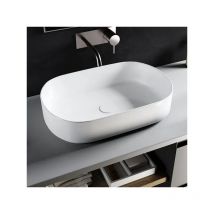 Lavabo da appoggio in ceramica bianca modello infinity 55 55x36 cm barbottina