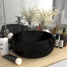 Lavabo da appoggio - Lavandino Bagno Lusso Rotondo Nero Opaco 40x15 cm in Ceramica BV401741 - BonneVie