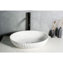 Bernstein - Lavabo da appoggio leo in colata minerale (Solid Stone) - 50 x 40 x 12 cm - colore selezionabile Bianco opaco, Con piletta Pop-up