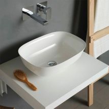 Lavabo Da Appoggio Opaco In Resina Senza Foro Rubinetto