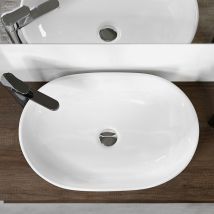 Lavabo da appoggio rettangolare in ceramica bianca – 59.5x42xh14.5 cm – Venere
