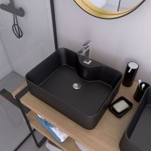 Lavabo da appoggio rettangolare in ceramica nera - 48x37x13.5cm - rectangular dark