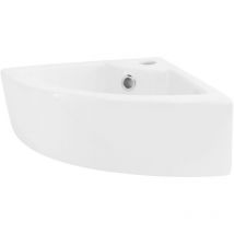 ML-Design Lavabo en Céramique Blanc Brillant, 46x33x13 cm, Anguleux, Vasque à Poser sur Plan de Toilette, Lave-Mains Évier pour la Salle de Bain/WC