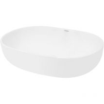 Luxebath - ecd Germany Lavabo de Baño ø 600 x 420 mm Lavadero de Encimera Material Cerámico Cuenco Blanco Fregadero de Aseo Cascada Estilo Moderno y