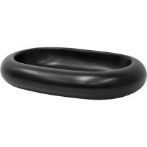 Luxebath - ML-Design Lavabo de Cerámica Negro Mate Ovalado 650 x 450 x 110 mm Con Juego De Drenaje Sin Rebosadero Lavamanos Moderno De Encimera