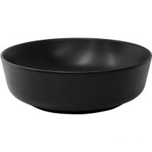 Luxebath - ML-Design Lavabo de Cerámica Negro Mate Redondo ø 415 x 135 mm con Con Juego De Drenaje Sin Rebosadero Lavamanos Moderno De Encimera