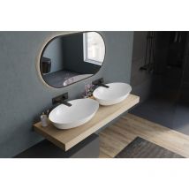 Lavabo de pedestal ovalado de diseño Lavabo mineral fundido Baño - NT8531 - 60x40x12,5cm Blanco mate, Con desagüe, Sin tapa - Bernstein
