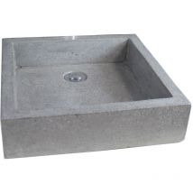 Lavabo cuadrado para colocar timbre - 40cm - Terrazzo - Sin rebosadero - Gris