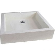 Lavabo Rectangular para colocar TIMBRE - 60cm - Terrazzo - Sin rebosadero - Crema