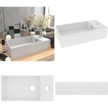 Lavabo de salle de bain avec trop-plein Céramique Blanc mat - Lavabo Salle De Bain - Lavabo Céramique - Lavabo Blanc - Lavabo Contemporain