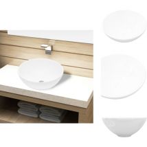Lavabo de salle de bain Céramique Rond Blanc - Lavabo Céramique - Lavabo Rond - Lavabo Salle De Bain - Meuble Salle De Bain - Décoration Salle De Bain