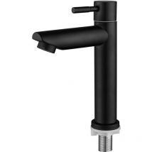 Jalleria - Lavabo de salle de bain Robinet d'eau froide Bassin Robinet en acier inoxydable noir mat