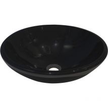 Ondee - Lavabo redondo para colocar vitoria - Negro - 42cm - Vidrio - Sin rebosadero