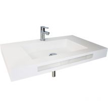 Lavabo plano suspendido liceo - Solid Surface - con rebosadero y reborde - 80 cm