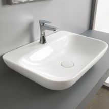 Lavabo D'Appoggio O Sospeso Diva 14 - 65x46xh14 Cm - Senza Foro Troppopieno