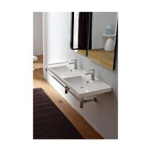 Scarabeo - Lavabo double ml 120 Couleur : Blanc brillant - Profondeur lavabo: 47 cm