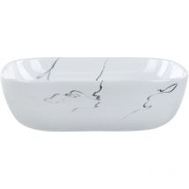 Lavabo en Céramique 47 x 34 cm Effet Marbre Salle de Bain Evier Blanc Hopi