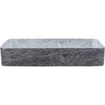 Beliani - Lavabo en Céramique 61 x 35 cm Effet Granite Salle de Bain Comptoir Gris Artaj