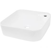 Luxebath - ecd Germany Vasque à Poser Salle de Bain - 435x435x125 mm - en Céramique - Carré - Blanc - Vasque Salle de Bain - Lave-Mains Évier