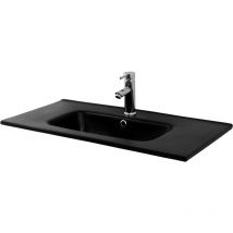 ML-Design Lavabo en Céramique Noir Mat 81x16,5x46 cm, Rectangulaire, Vasque à Poser Moderne, Lavabo de Comptoir Élégant, Lavabo à Encastrer avec Trou