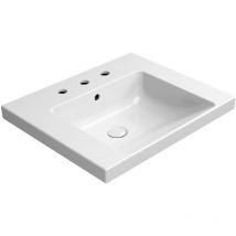 GSI - Lavabo en céramique norm 60x50cm, 3 trous de robinet, blanc ExtraGlaze