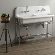 Bleu Provence - Lavabo de cerámica esmaltada - 120 cm - True Colors - Blanco