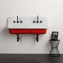 Bleu Provence - Lavabo de cerámica esmaltada - 120 cm - True Colors - Rojo (Rosso 3031)