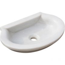 Biscottini - Lavabo en marbre blanc Évier de cuisine Vasque à poser Évier en pierre Évier intérieur et extérieur Vasque pour fontaine