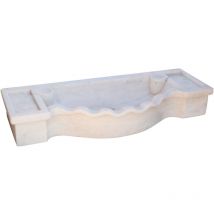 Biscottini - Lavabo en marbre blanc Évier de cuisine Vasque à poser Évier en pierre Évier intérieur et extérieur Vasque pour fontaine