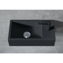 Bernstein - Lavabo mural mineral fundido - 44x22x10cm - BA18 - Sin desagüe ni tapa, Almacenamiento recto, Sin consola, Cuarzo negro