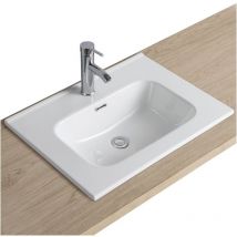 Mob-in - Lavabo encastrado rectangular de cerámica blanca 61,5 x 46,5 cm ila