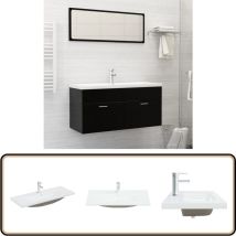 Lavabo encastré avec robinet 101x39x18 cm Céramique Blanc - Lavabo Encastré - Lavabo Céramique - Lavabo Salle De Bain - Robinet Inclus - Égouttoir à