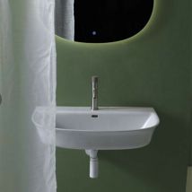 GSG - Lavabo d'Appoggio o Sospeso 80x48x15 cm - flut - Rettangolare in Ceramica Bianco Lucido - Monoforo