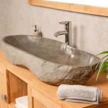 Lavabo grande de piedra de río 100 cm
