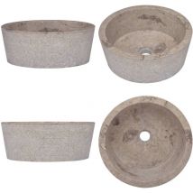 Lavabo Gris Ø40x15 cm Marbre - Lave-mains En Marbre - Lavabo Design - Lavabo Gris - Lavabo Salle De Bain - Lavabo Contemporain - Home & Living