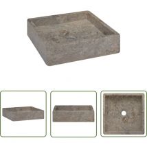 Soekavia - The Living Store Lavabo Gris 40x40x10 cm Marbre - Lavabo En Marbre - Lavabo Design - Lavabo Gris - Meuble Salle De Bain - Robinet Lavabo