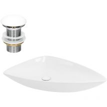Ml-design - Lavabo d' Appoggio in Ceramica Bianco Lucido Triangolare 690x460x130 mm Lavandino Design Moderno Minimalista Lavello Lavamani Sanitari