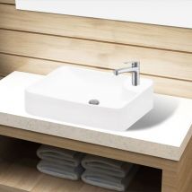 Bonnevie - Lavabo Lavandino da appoggio Design Moderno ,Bagno in Ceramica Bianca con Foro per Rubinetto ITD78479