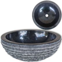 Maison Chic - Lavabo Marbre Lavabo à poser Lavabo Vasque salle de bain / 40 cm Noir