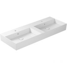 Lavabo Meg11 sospeso con due vasche cm. 141x46 bianco lucido di