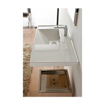 Scarabeo - Lavabo ml 90 cuve décalée Version: Gauche - Couleur : Blanc brillant