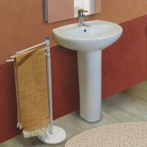 Magic - Lavabo Monoforo Con Colonna In Ceramica 55x 43 Cm Bianco
