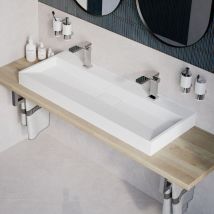 Bernstein - Lavabo mural / lavabo à poser BS6001 -blanc- 2 trous pour robinetterie- largeur 120cm