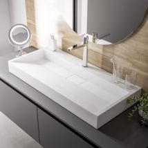 Vasque moderne Lavabo marbre coulé, Lave main à poser sans trou prépercé - 100x46x15cm - BS600170cm - sans trou prépercé - Bernstein