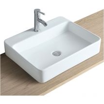 Mob-in - Lavabo rectangular de cerámica blanca 43 x 26,5 cm moki