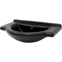 Luxebath - ML-Design Lavabo de Cerámica Negro Mate 770 x 505 x 225 mm Con Rebosadero Agujero De Desagüe Orificio Para Grifo Lavamanos Moderno