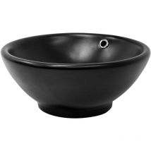 Luxebath - ML-Design Lavabo de Cerámica Negro Mate Redondo ø 420 x 170 mm Con Juego De Drenaje y Rebosadero Agujero De Desagüe Lavamanos Moderno De