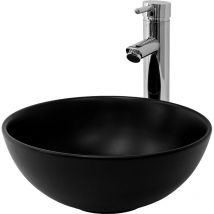 ML-Design Lavabo en Céramique Noir Mat, ø 32x13,5 cm, Rond, Évier avec Trou d'Évacuation, Vasque à Poser Moderne, Lave-Mains Élegant pour Salle de